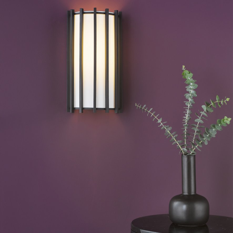 Dar Lighting Dar - Cagliari Wall Light Matt Black With Ivory Shade