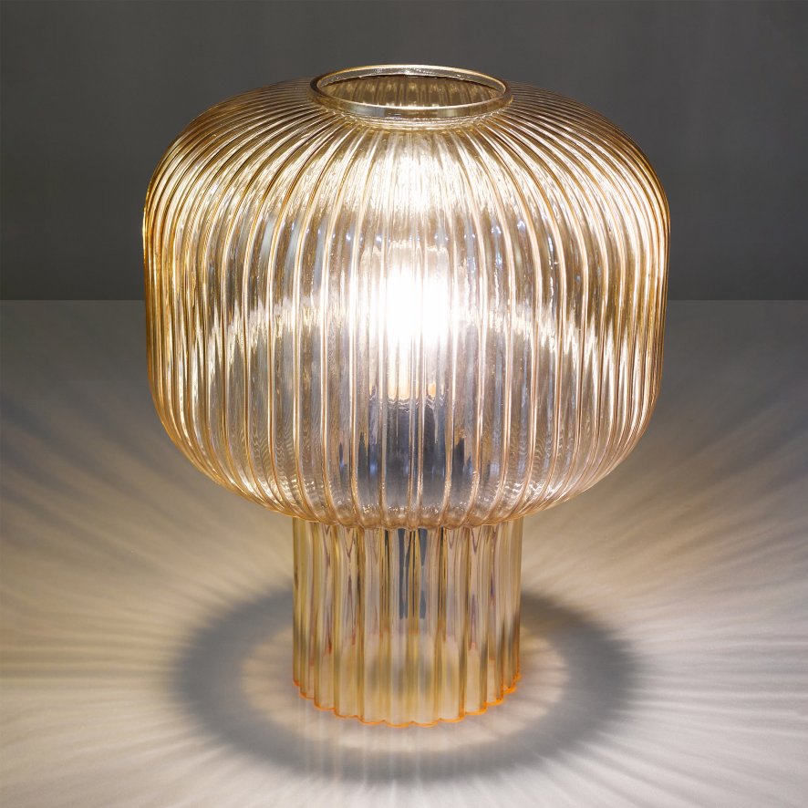 Dar Lighting Dar - Demarius Table Lamp Amber Ribbed Glass