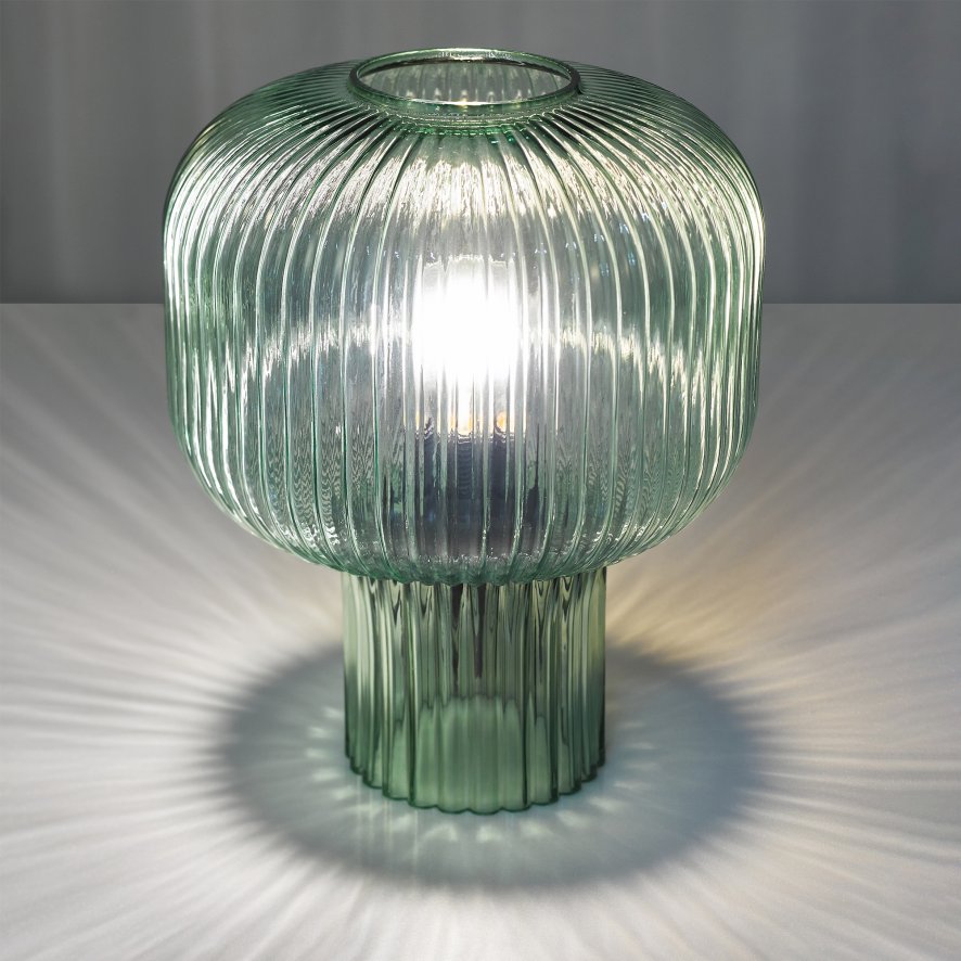 Dar Lighting Dar - Demarius Table Lamp Green Ribbed Glass