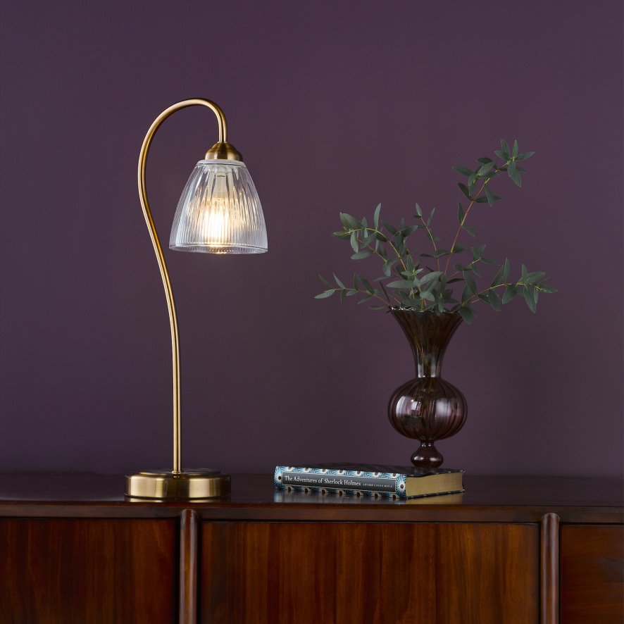 Dar Lighting Dar - Glynis Table Lamp Antique Bronze and Ribbed Glass