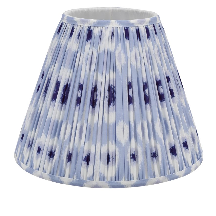 Dar Lighting Dar - Ikat Blue Cotton Tapered and White Drum Shade (35cm)