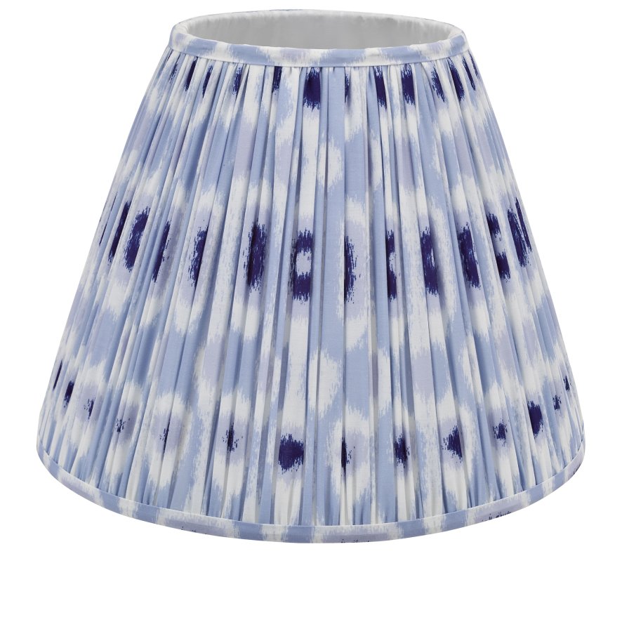 Dar Lighting Dar - Ikat Blue Cotton Tapered Drum Shade and White (40cm)
