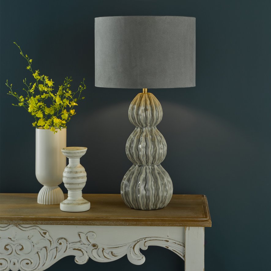 Dar Lighting Dar - Lorelai Ceramic Table Lamp Grey With Shade