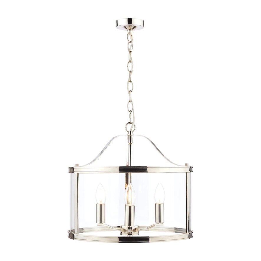 Laura Ashley Laura Ashley - Harrington 3lt Pendant Polished Nickel Glass