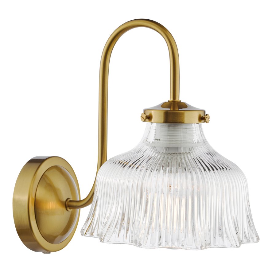 Dar Lighting Dar - Maude Wall Light Natural Brass and Ribbed Glass