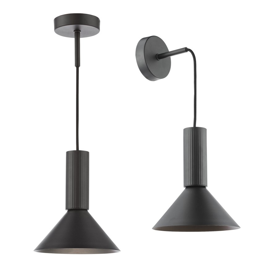 Dar Lighting Dar - Ragnar Pendant/Wall Light Satin Black