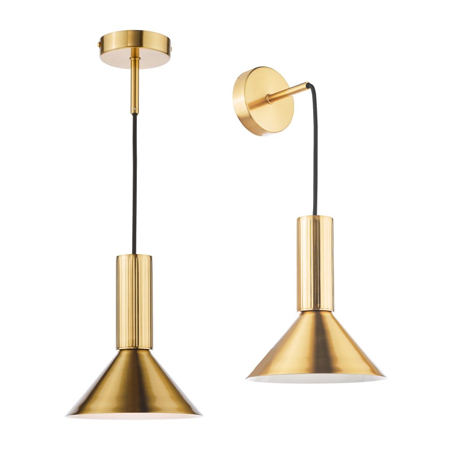 Dar Lighting Dar - Ragnar Pendant/Wall Light Natural Brass