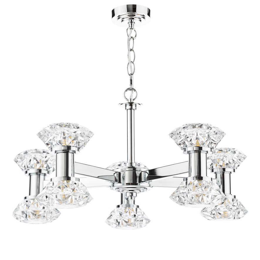 Dar Lighting Dar - Tiana 10 Light Armed Pendant Polished Chrome