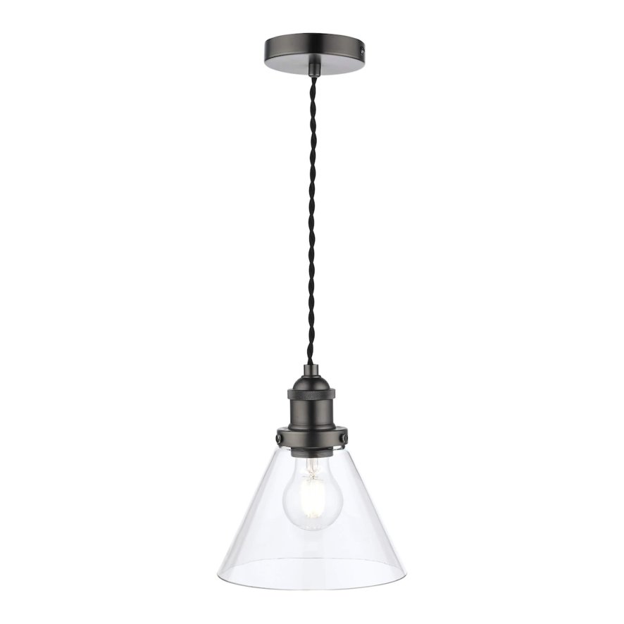 Laura Ashley Laura Ashley - Isaac Pendant Industrial Nickel Glass