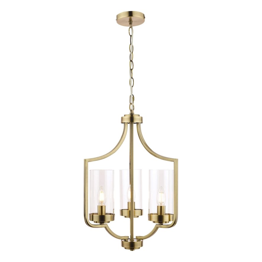 Laura Ashley Laura Ashley - Joseph 3lt Chandelier Antique Brass Glass