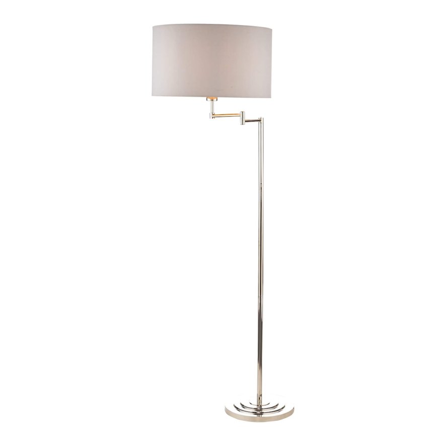 Laura Ashley Laura Ashley - Marlowe Swing Arm Floor Lamp Polished Nickel With Shade