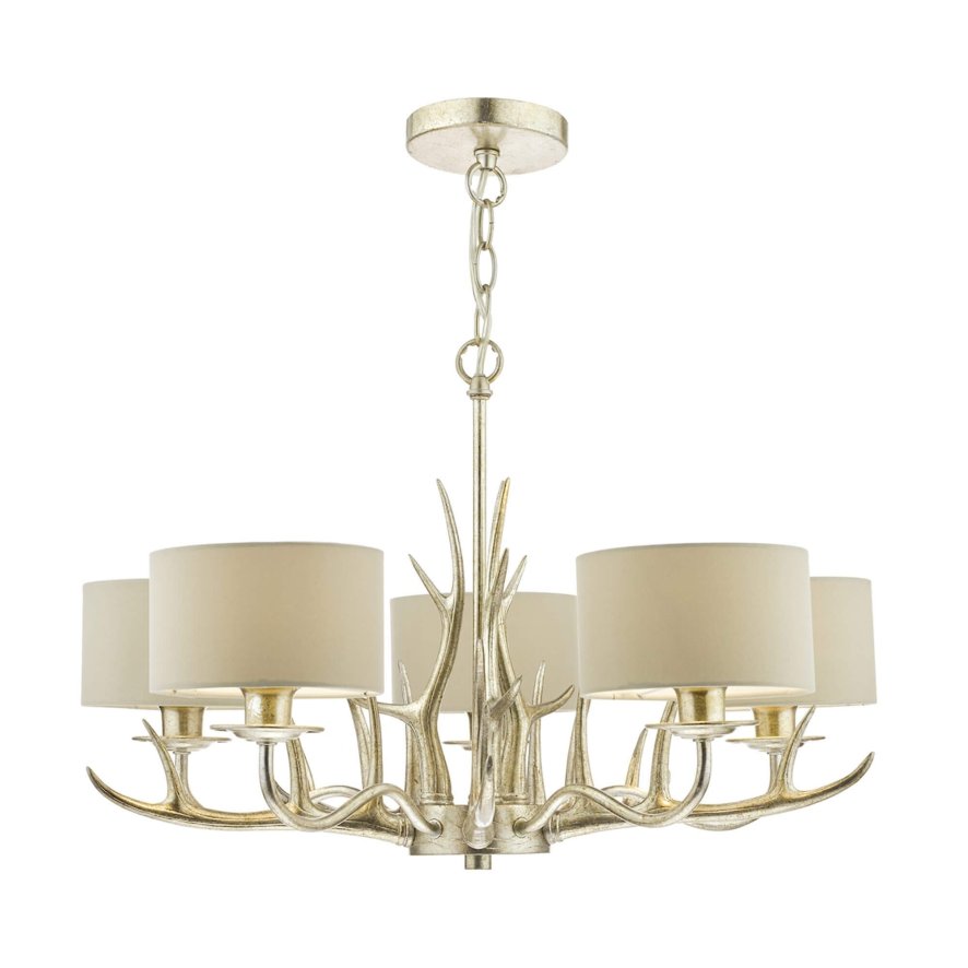 Laura Ashley Laura Ashley - Mulroy 5lt Antler Chandelier Champagne With Shades