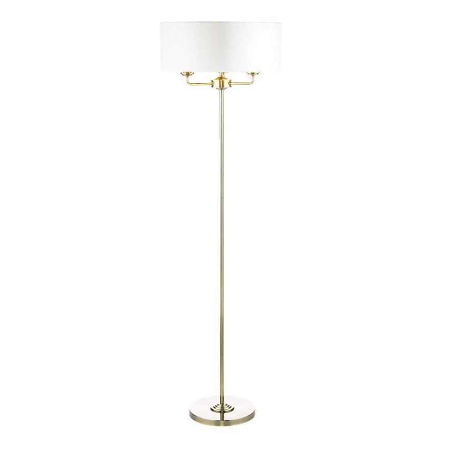 Laura Ashley Laura Ashley - Sorrento 3lt Floor Lamp Antique Brass With Ivory Shade