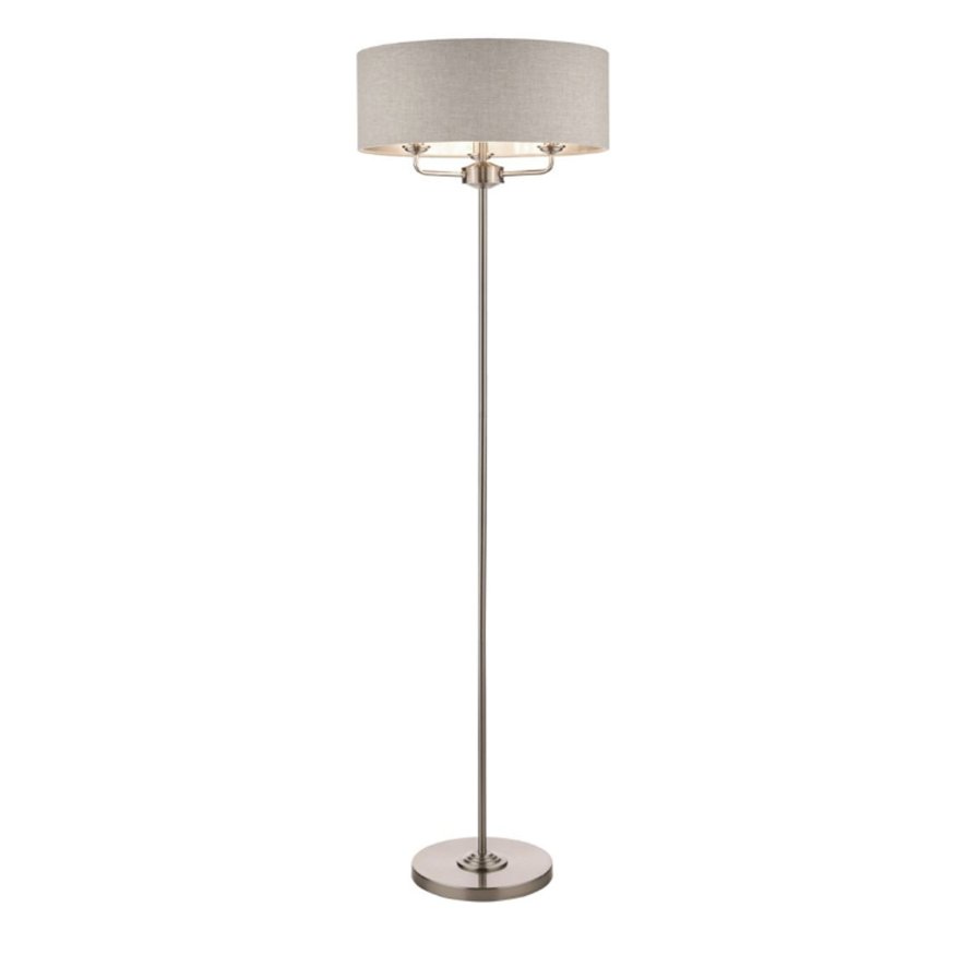 Laura Ashley Laura Ashley - Sorrento 3 Light Floor Lamp Matt Black and Natural With Shade