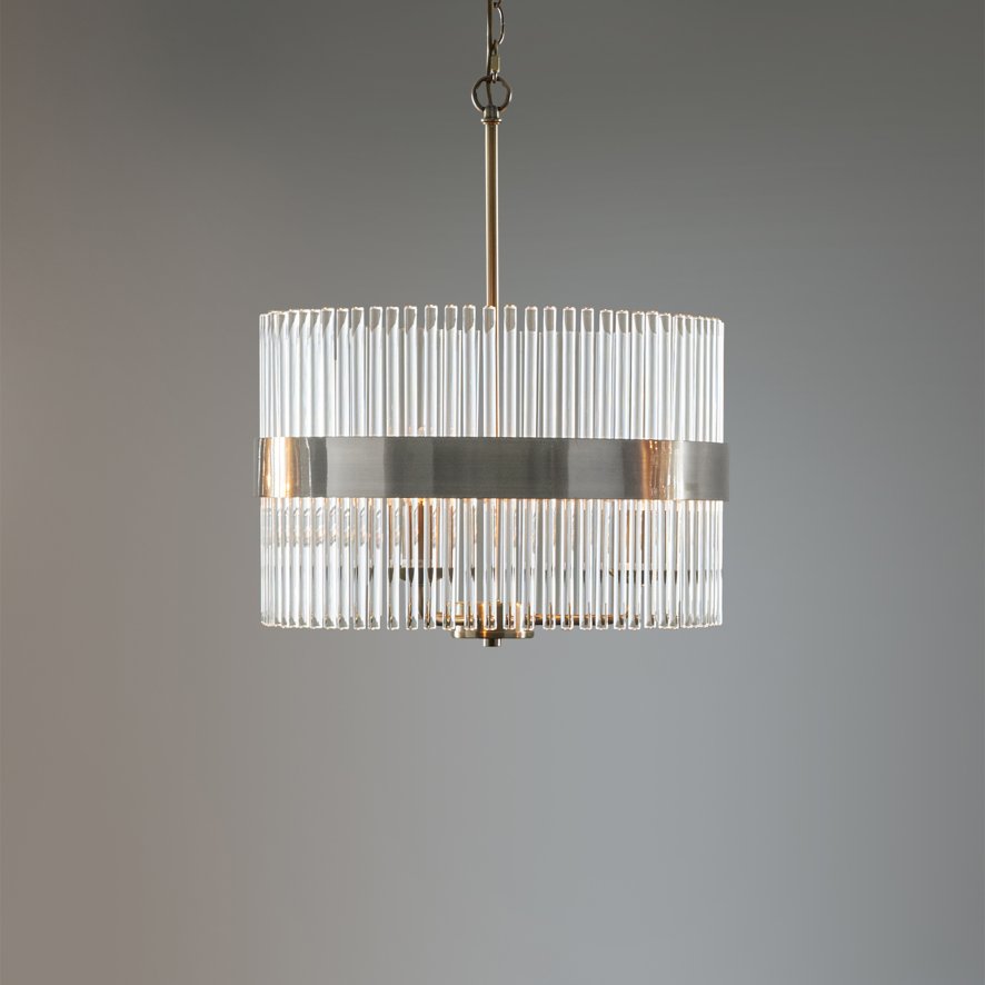 Laura Ashley Laura Ashley - Alexa 3lt Pendant Polished Nickel Glass Rods