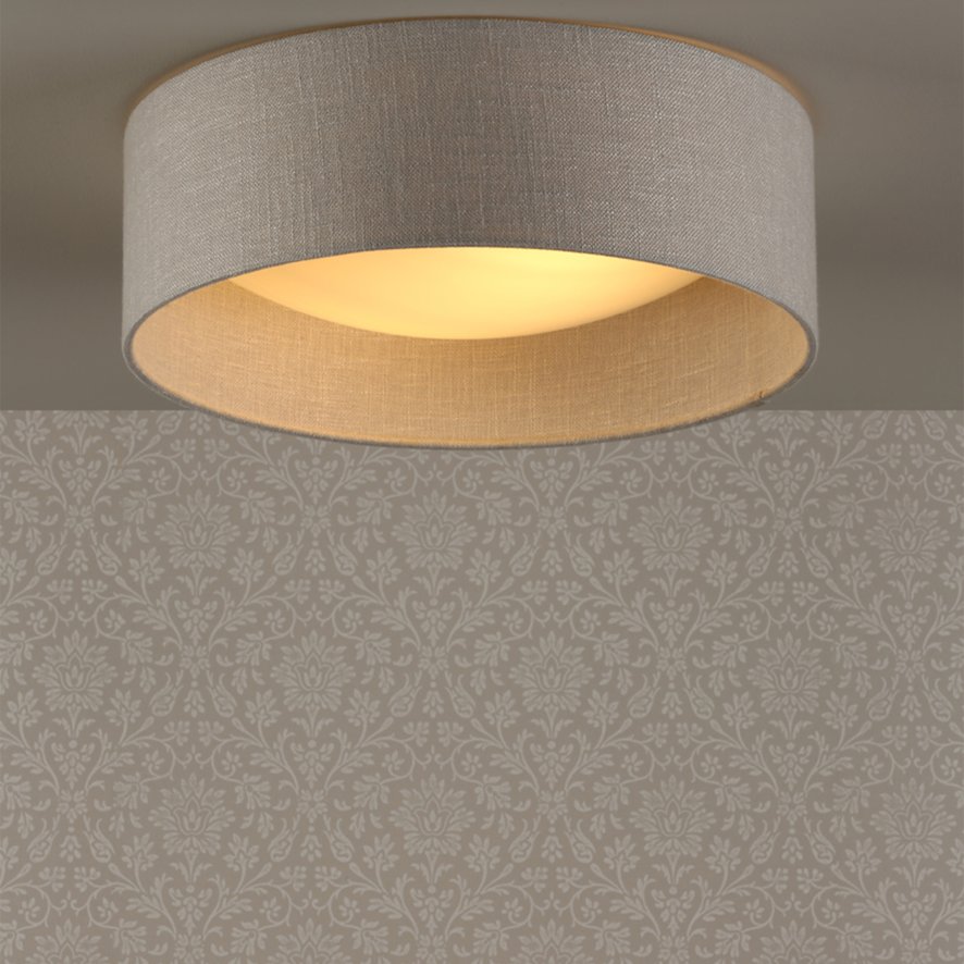 Laura Ashley Lighting Laura Ashley - Bacall 2lt Flush Silver Linen Shade