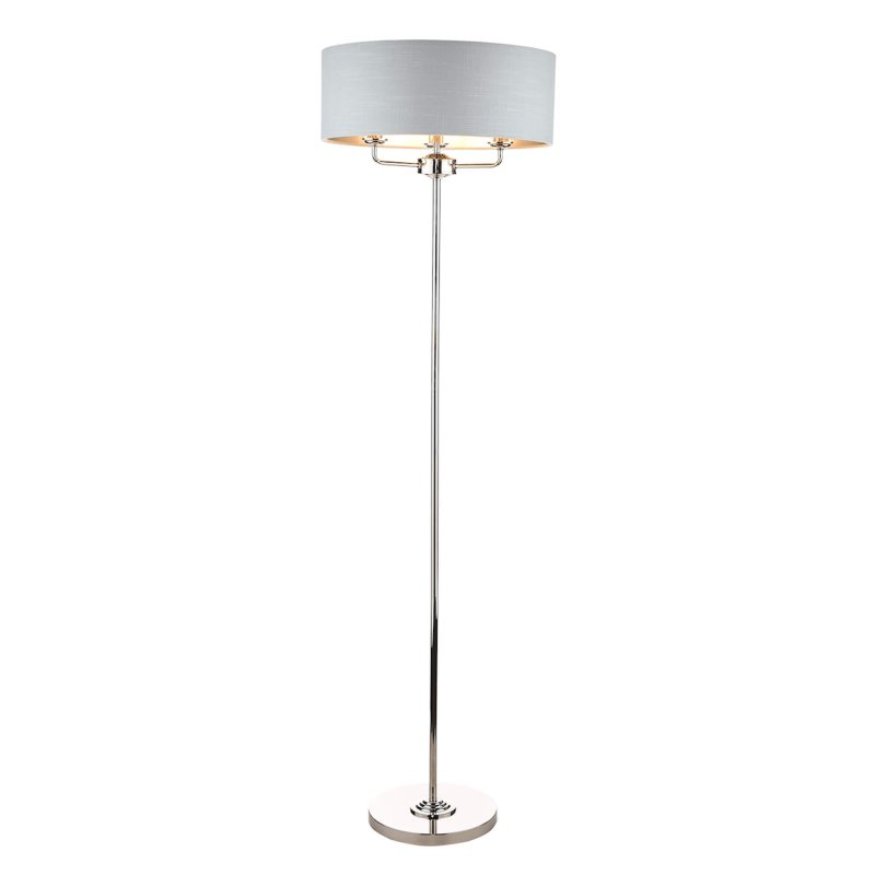 Laura Ashley Laura Ashley - Sorrento 3lt floor Lamp Polished Nickel With Silver Shade