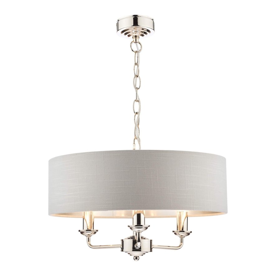 Laura Ashley Laura Ashley - Sorrento 3lt Pendant Polished Nickel With Silver Shade