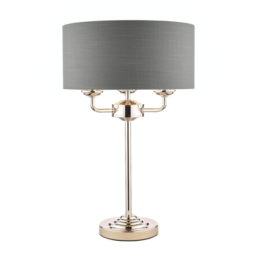 Laura Ashley Laura Ashley - Sorrento 3lt Table Lamp Polished Nickel With Charcoal Shade