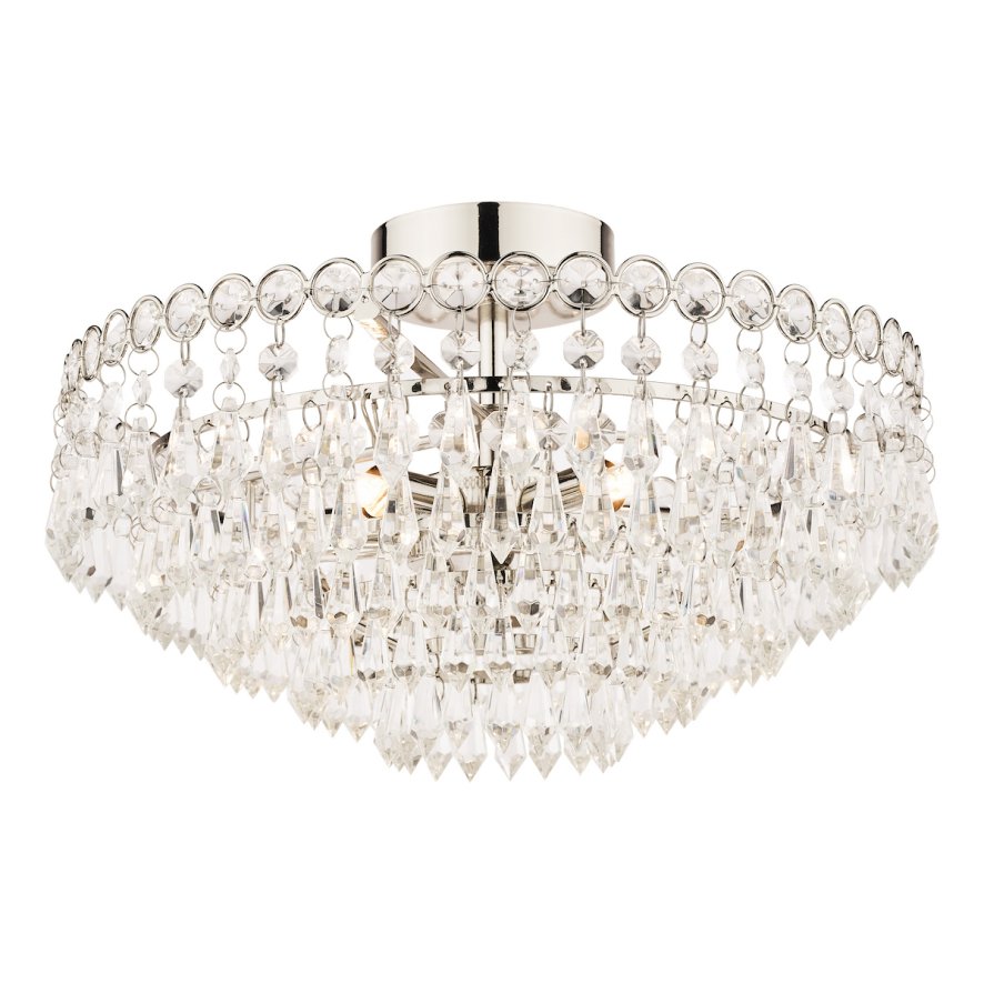 Laura Ashley Laura Ashley - Enid 5lt Semi Flush Polished Nickel Crystal