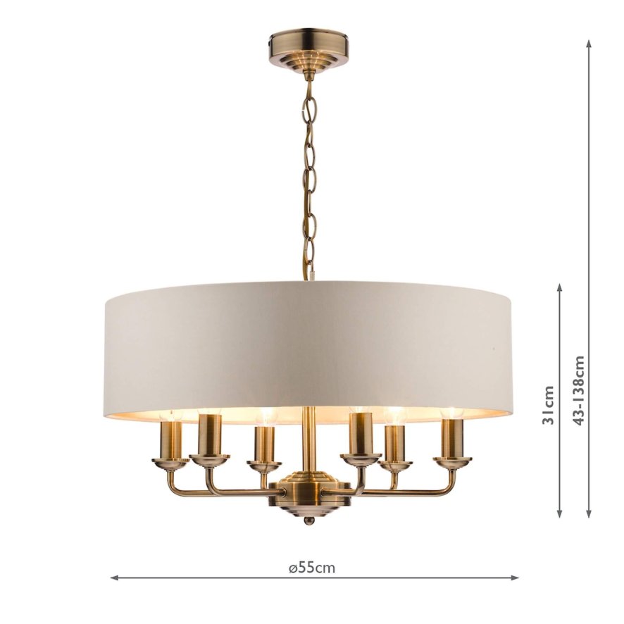 Laura Ashley Sorrento 6 Light Pendant Antique Brass • Roomes Furniture