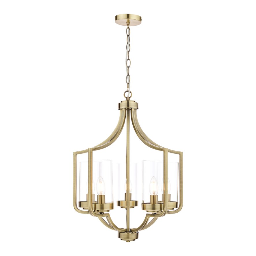 Laura Ashley Laura Ashley - Joseph 5 Light Chandelier Antique Brass Glass