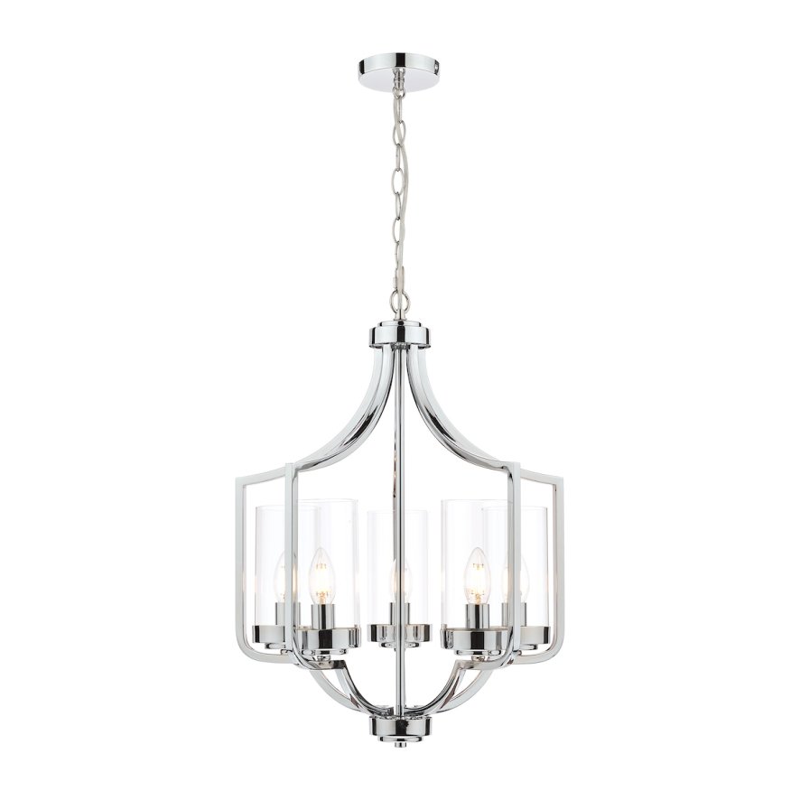 Laura Ashley Laura Ashley - Joseph 5 Light Chandelier Polished Chrome Glass
