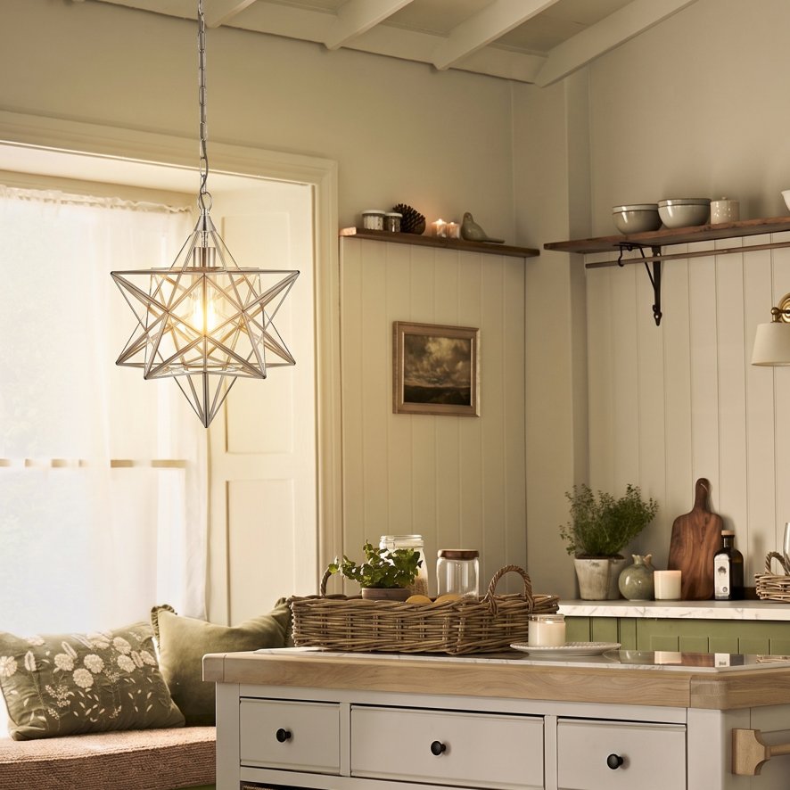 Laura Ashley Lighting Laura Ashley - Large Star Pendant Silver Glass