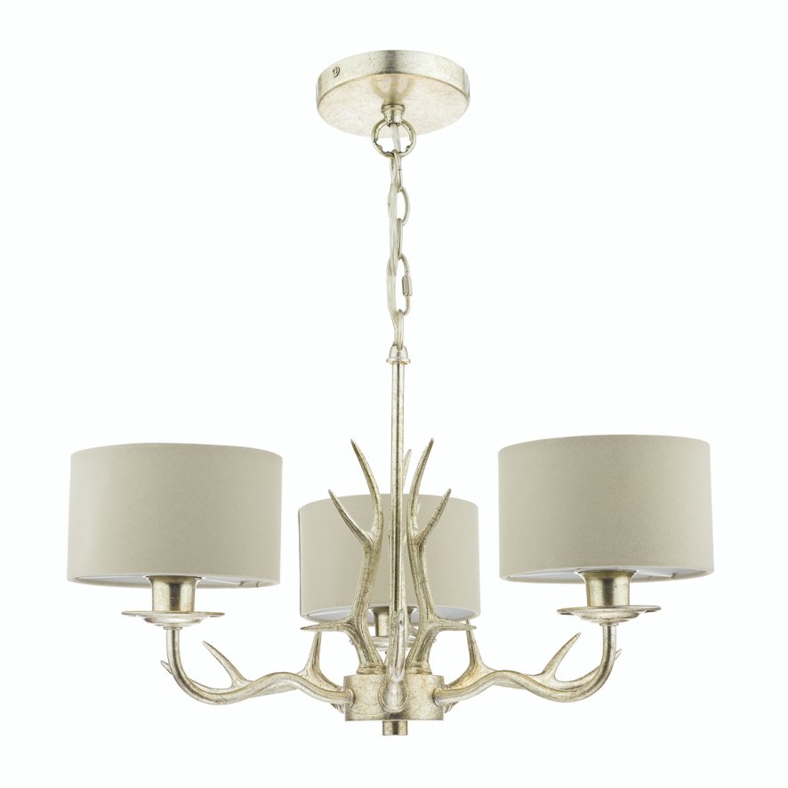 Laura Ashley Laura Ashley - Mulroy 3 Light Antler Chandelier Champagne With Shades
