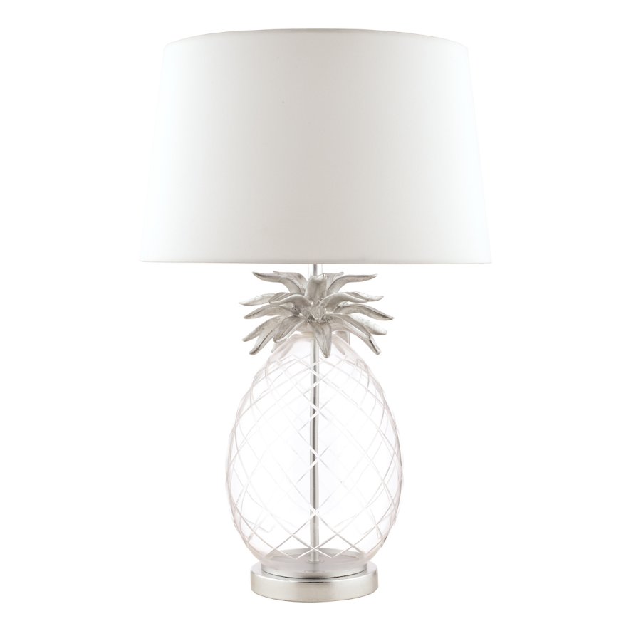 Laura Ashley Laura Ashley - Pineapple Table Lamp Clear Cut Glass Polished Chrome With Shade