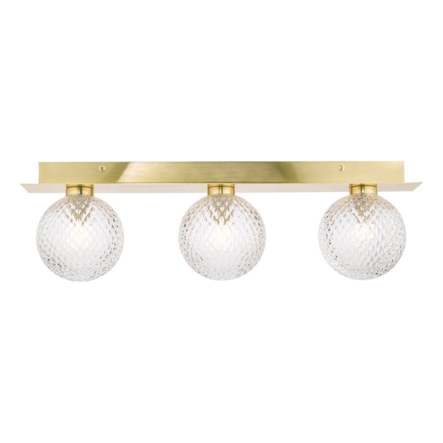 Laura Ashley Laura Ashley - Prague 3 Light Bathroom Wall Light Satin Brass Glass IP44