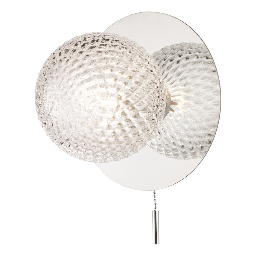 Laura Ashley Laura Ashley - Prague Bathroom Wall Light Glass Polished Chrome IP44