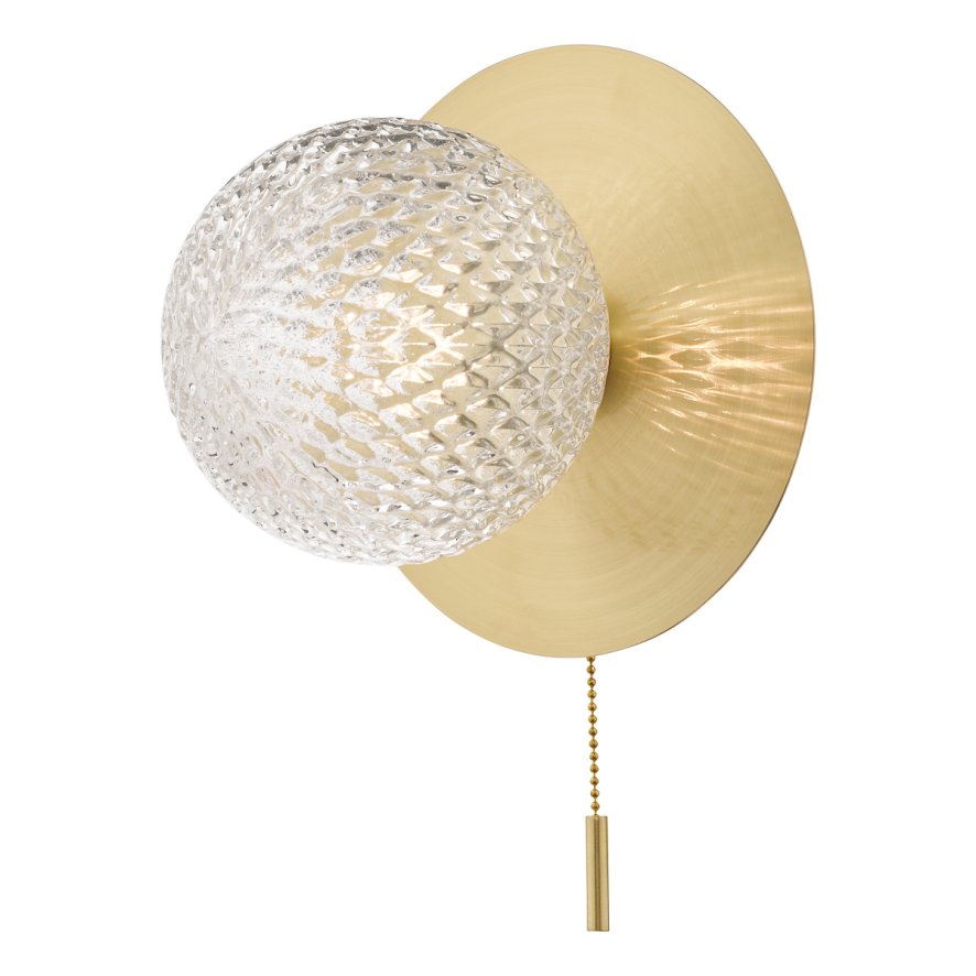 Laura Ashley Laura Ashley - Prague Bathroom Wall Light Glass Satin Brass IP44