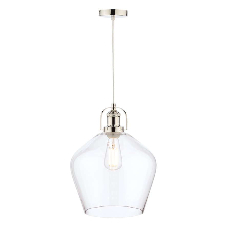 Laura Ashley Laura Ashley - Rye Pendant Polished Nickel Clear Glass