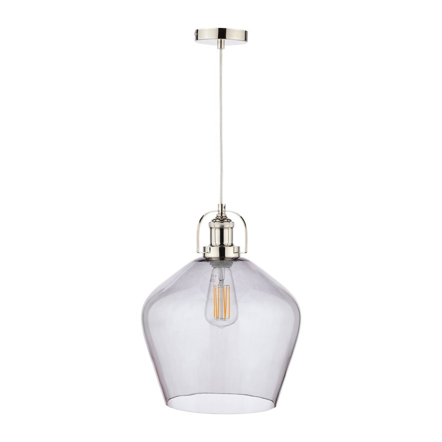 Laura Ashley Laura Ashley - Rye Pendant Polished Nickel Smoked Glass