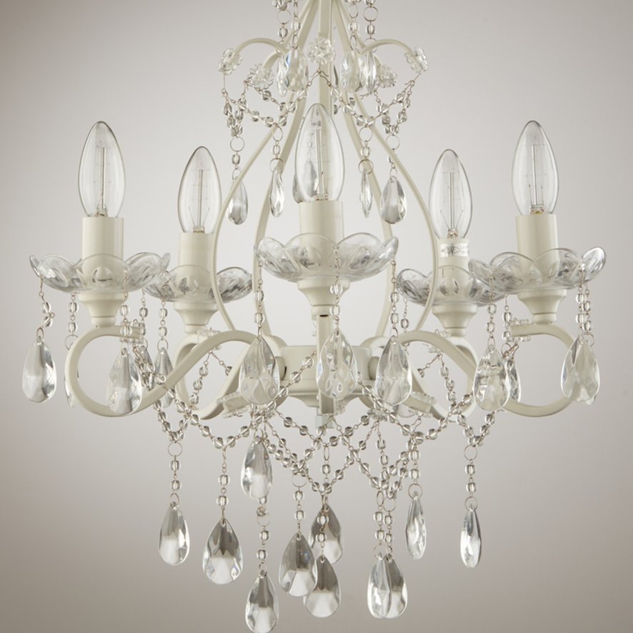 Laura Ashley - Shamley 5 Light Chandelier (Matt White Glass