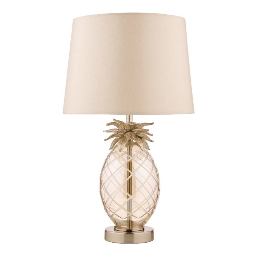 Laura Ashley Lighting Laura Ashley - Small Pineapple Table Lamp Champagne Cut Glass With Shade