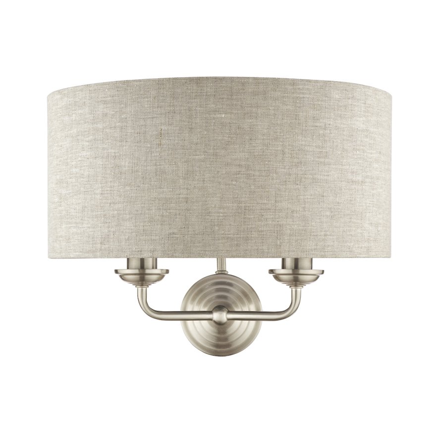 Laura Ashley Laura Ashley - Sorrento 2 Light Wall Light With Natural Shade