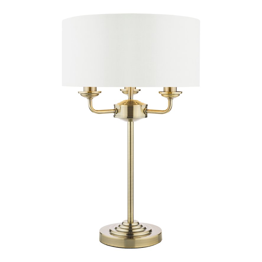 Laura Ashley Laura Ashley - Sorrento 3 Light Table Lamp Antique Brass With Ivory Shade