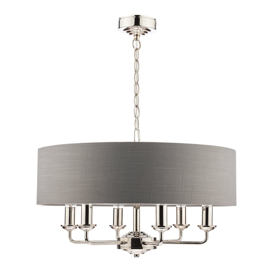 Laura Ashley Laura Ashley - Sorrento 6 Light Pendant With Charcoal Shade