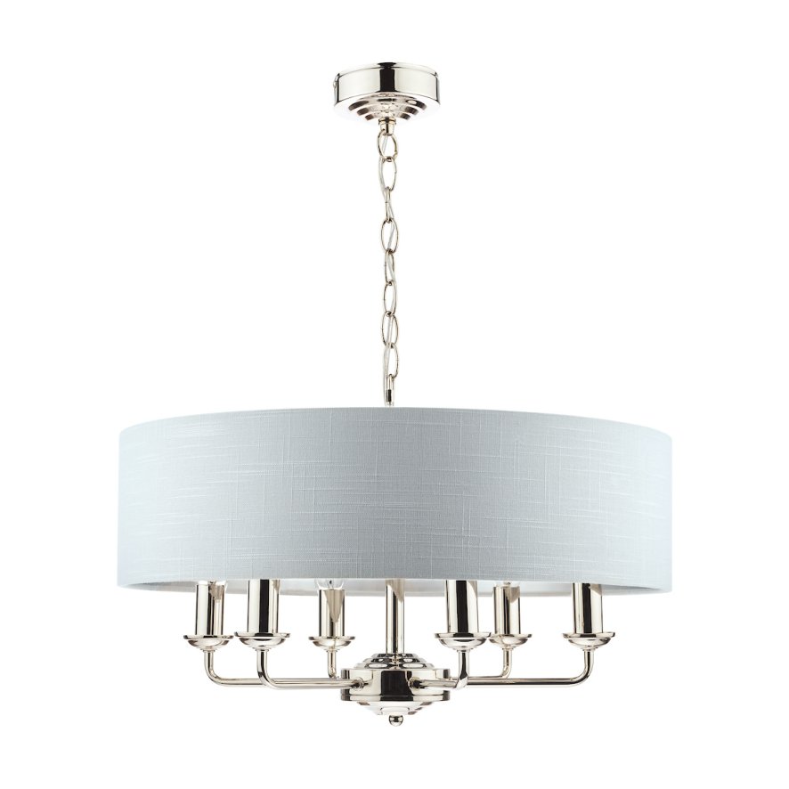 Laura Ashley Laura Ashley - Sorrento 6 Light Pendant Polished Nickel With Silver Shade