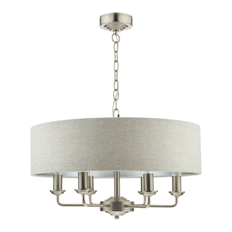 Laura Ashley Laura Ashley - Sorrento 6 Light Chandelier With Natural Shade