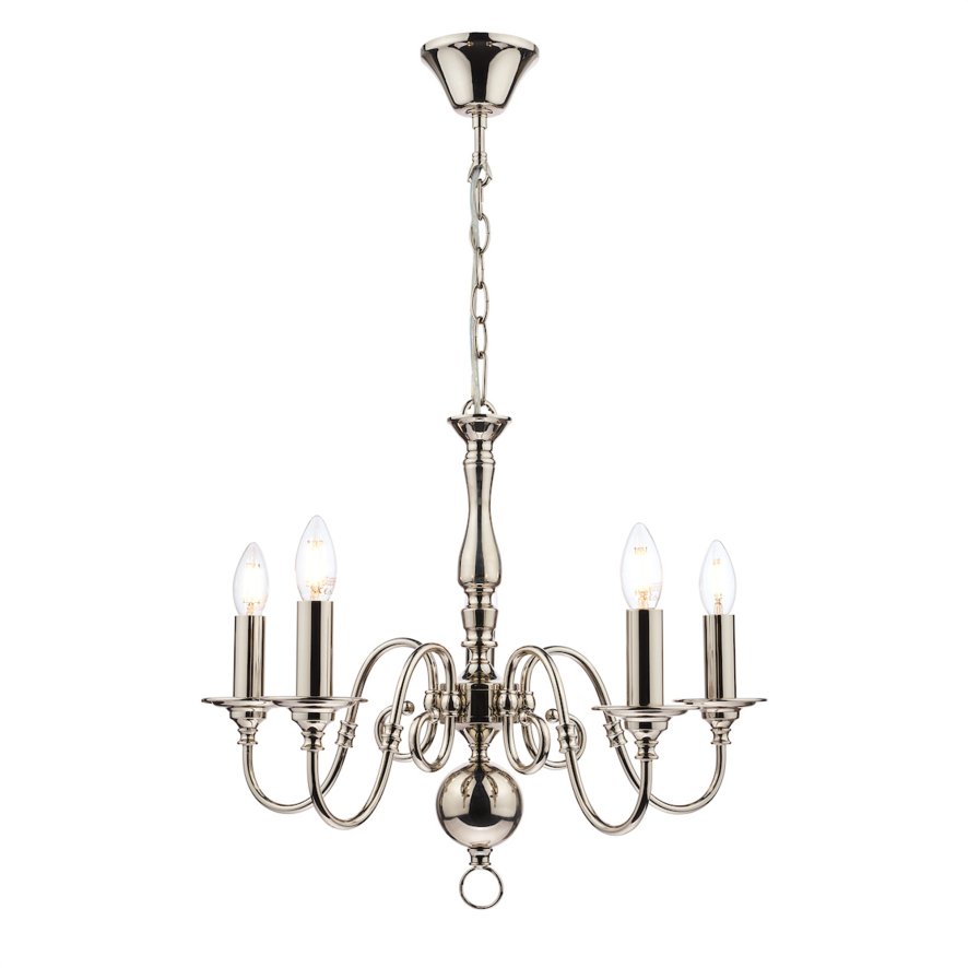Laura Ashley Lighting Laura Ashley - Winchester 5lt Pendant Polished Nickel