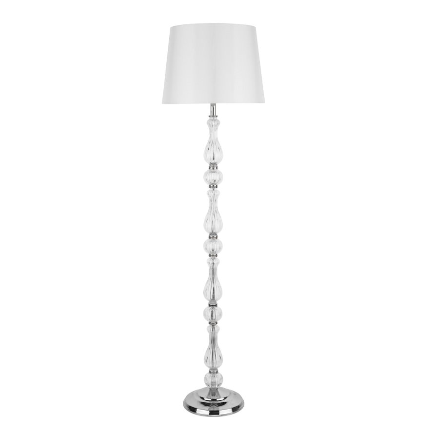 Laura Ashley Laura Ashley - Bradshaw Floor Lamp Ribbed Glass With Shade