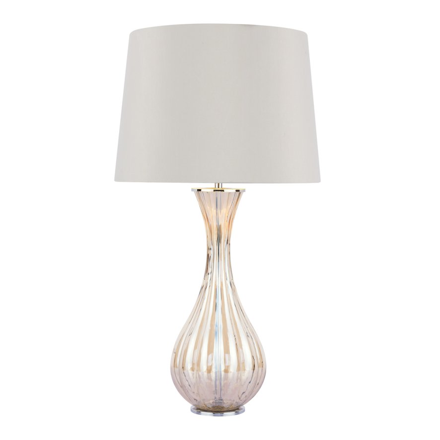 Laura Ashley Laura Ashley - Nevern Table Lamp Champagne Glass Polished Chrome With Shade