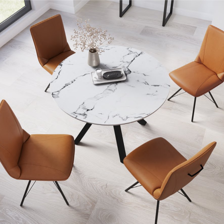 Torelli Furniture Ltd Sardinia - Round Dining Table (Marble Look White)