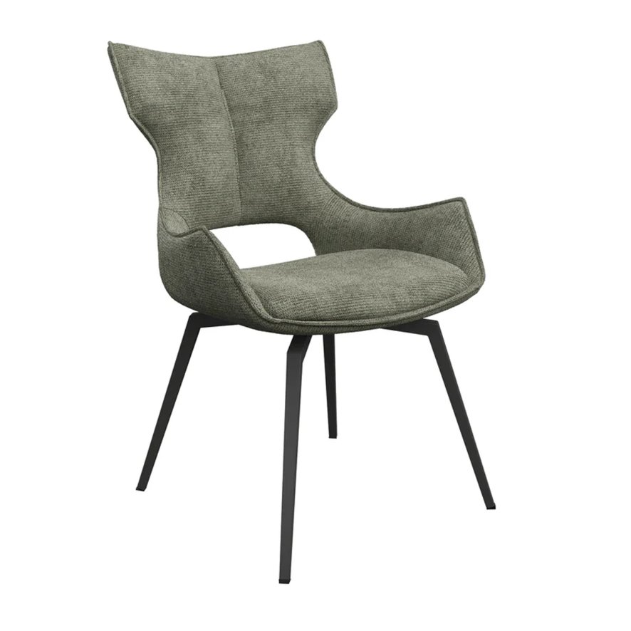 Torelli Furniture Ltd Raffaello - Swivel Dining Chair (Green Fabric)