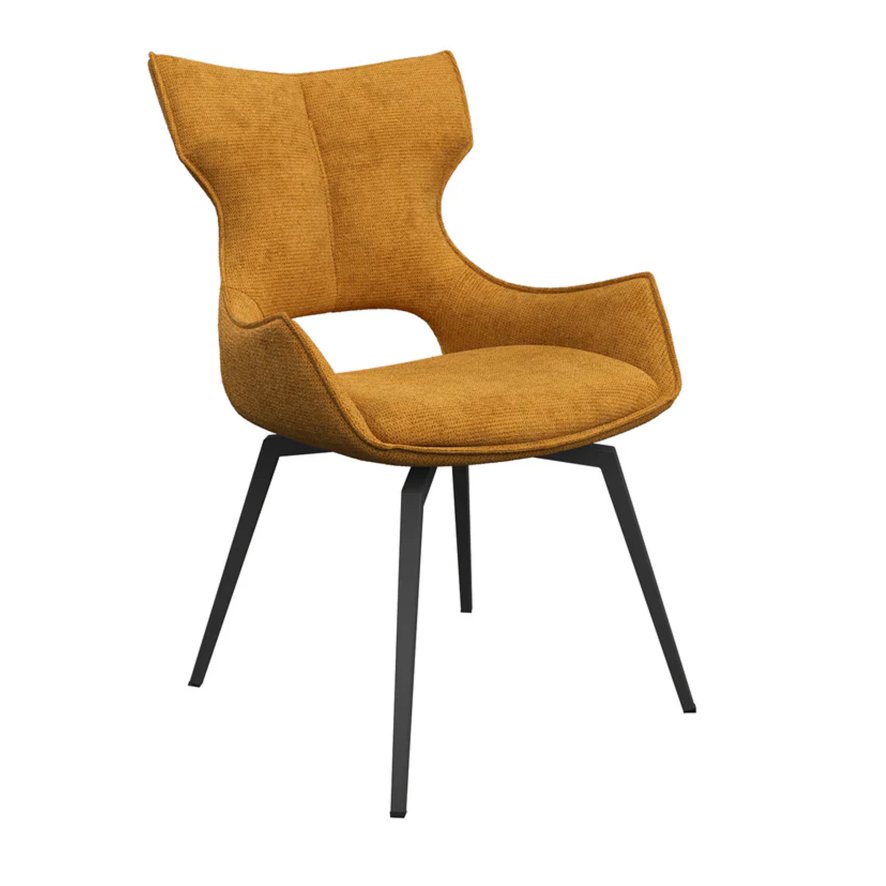 Torelli Furniture Ltd Raffaello - Swivel Dining Chair (Mustard Fabric)