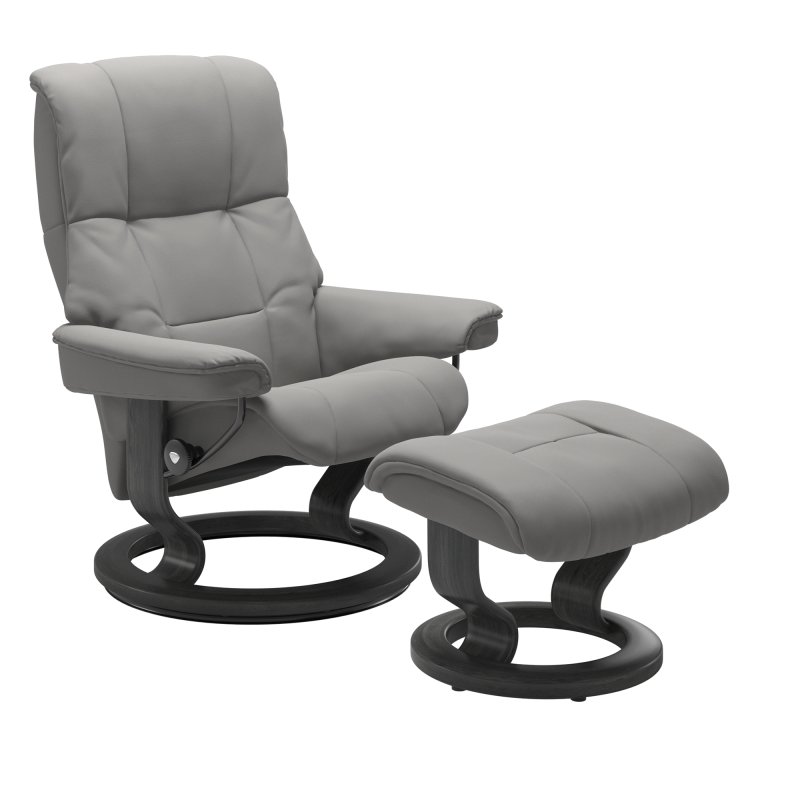 Stressless Stressless Mayfair (M) Quickship - Classic Chair w/footstool (Paloma Silver Grey/Grey)