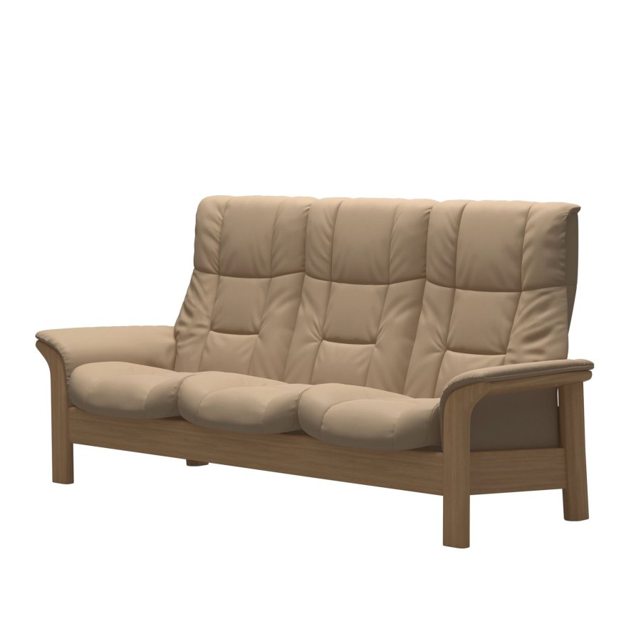 Stressless Stressless Windsor Quickship - 3 Seat Sofa (Paloma Beige/Oak)